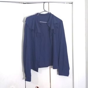 Ruffle Trim Button Up Blouse